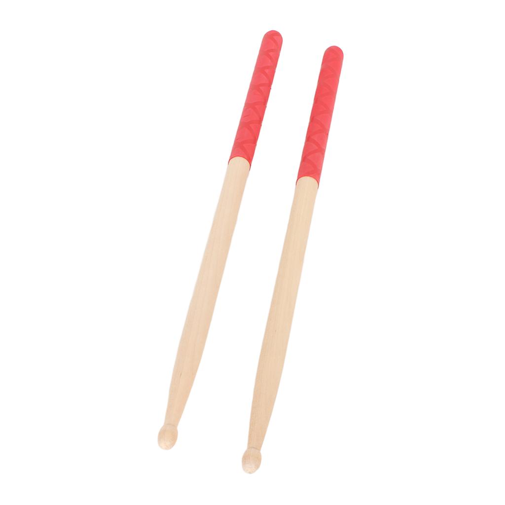 5A Drum Sticks for Adults Kids Beginners Maple Wood Tip Drumsticks with Anti Slip Rubber Handle for