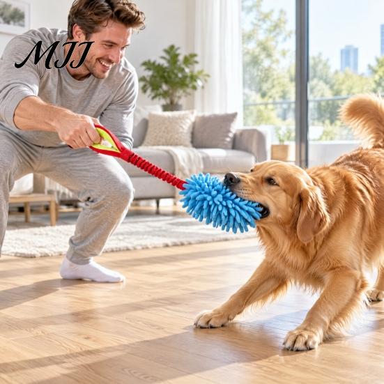 Durable Dog Chew Toys Rope Toy, Interactive Plush Tug with Reinforced Handles, Tear Proof Dental Cleaning Polyester Toy for Small Large Dogs
