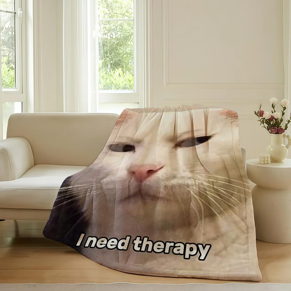 Funny Emoticons Cat meme Blanket For Sofa Office Bed Plane Travel Sleep Read Relax Camping Soft And Warm