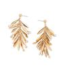 Exquis Longs Boucles d'Oreilles Feuille à Franges avec Diamants Micro-sertis - Design de Niche Élégant pour un Effet Amincissant