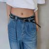 Double Loop Leather Waist Belt Extra Long Dress Jeans Belt Simple Women's Rivet Belt  Streetwear