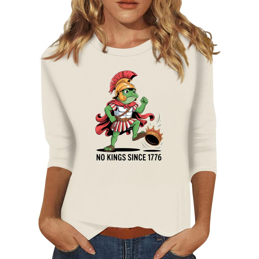 Women's Fashionable Casual Three-quarter Sleeve Round Neck Top