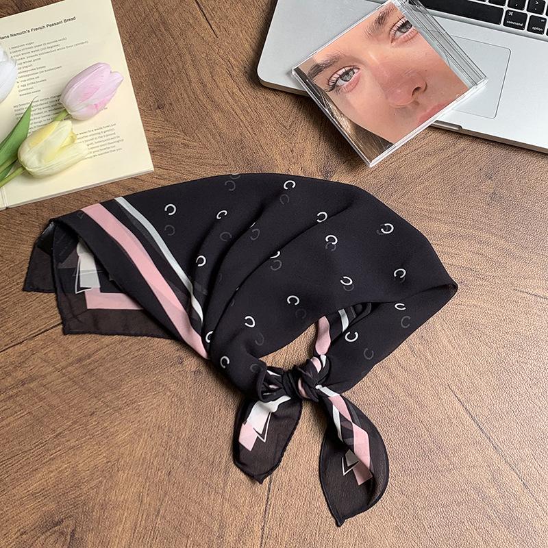 

Georgette silk scarf neck small square scarf neck protection scarf fresh floral headscarf summer women s pastoral headband hair accessories