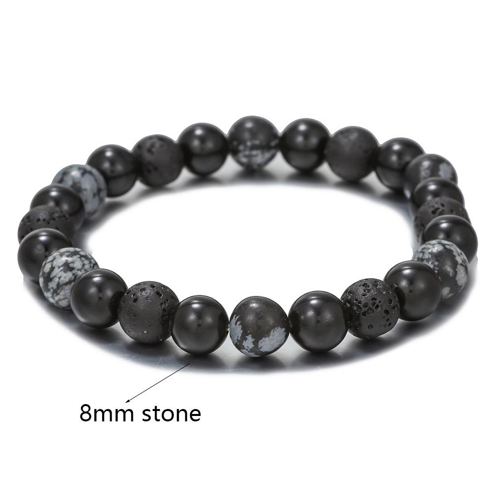 Volcanic and Black Iron Stone Couple Bracelets - Shining Gemstone Style.