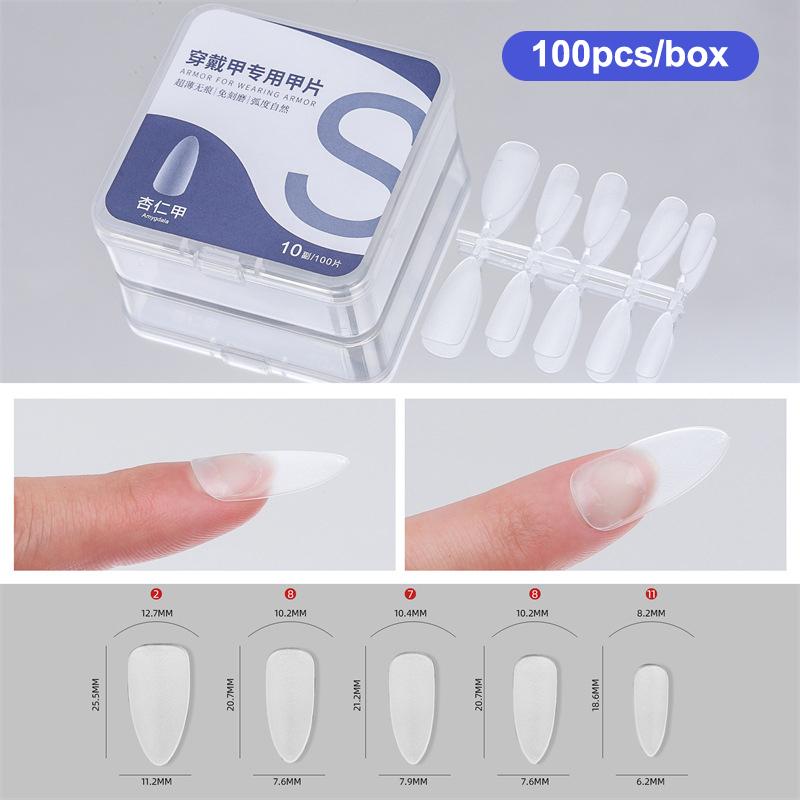 100Pcs/Box False Nails Transparent Press On Nails Coverage False Nails Tips Short Shaped Water Drop Full Sticker For Nails