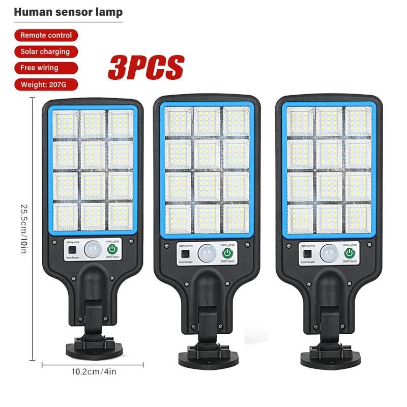 LED Solar Street Lights Outdoor 1-4 Pack Solar Lamp with 3 Light Mode Waterproof Motion Sensor Security Lighting for Garden