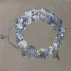 Nischendesign Sternkette Quastenarmband für Frauen Fantasie Blaue Kristallperlen Elastisches Seilarmband Beste Freundin Schmuck Geschenke
