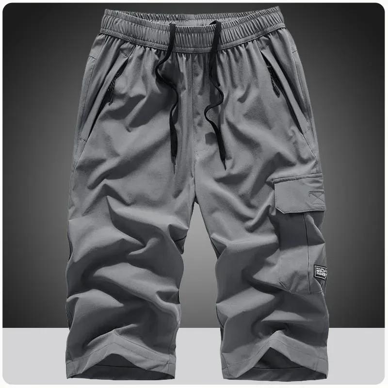 Herren Sommer Schnelltrocknende 3/4 Hosen Leichte Capri-Shorts Wandern Angeln Reisen Lässige Cargo-Shorts Hosen Herren Fitnessstudio Shorts 8XL