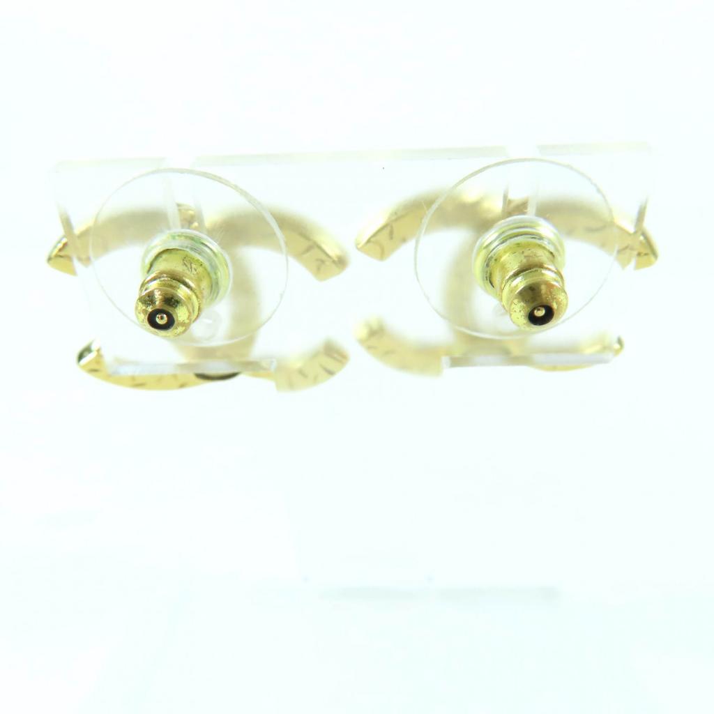 Great CHANEL Pierce COCO Mark rhinestone gold Women A24V Used