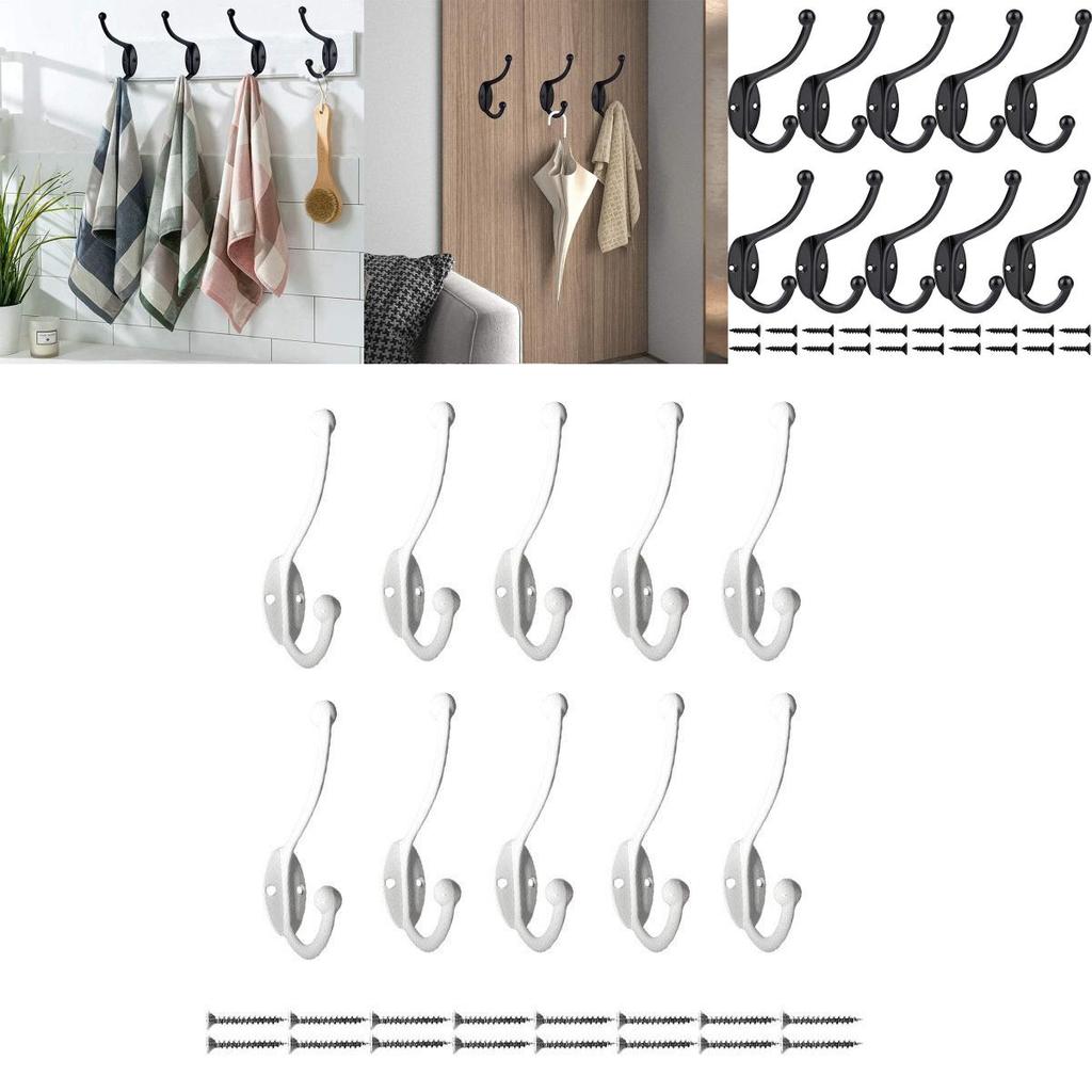 Vintage Zinc Alloy Metal Hook With Double Hooks Black And White Modern Design