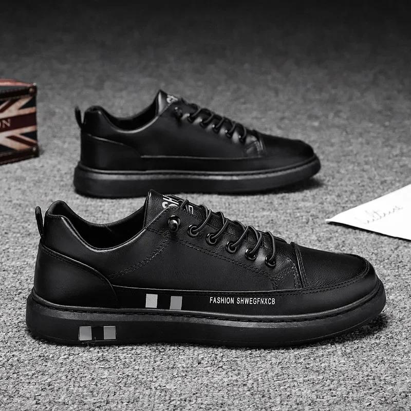 Neue Herren Weiße Sneaker Sportschuhe für Herren Leichtgewicht PU-Leder Atmungsaktiver Schuh Herren Flache Schuhe Mann Zapatillas Hombre