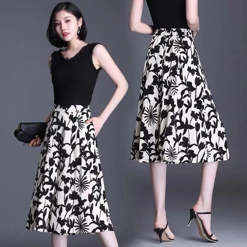 Pantalon d'été élastique taille haute jambe large femme fin mousseline mode patchwork poche décontracté ample séchage rapide droit