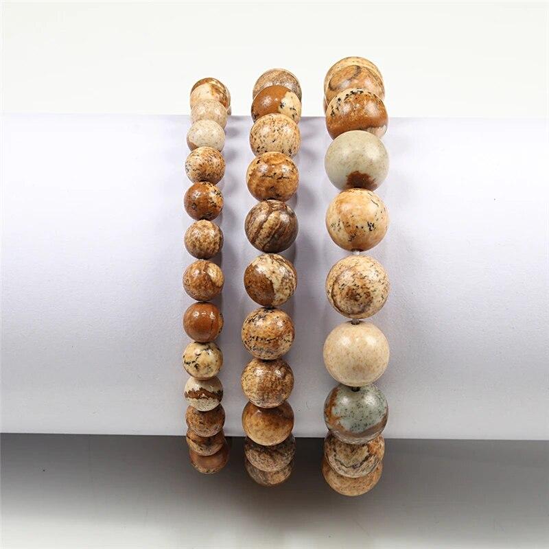 Charm Bracelet Natural Stone Beads 6/8/10mm Volcanic Lava Tiger Eye Beads Elastic Bracelets For Men Women Jewelry Pulsera Hombre