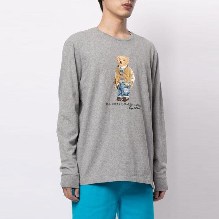 Polo Ralph Lauren Cartoon Print Crew Neck Long Sleeve T-Shirt Men Tops Gray 710828276-003