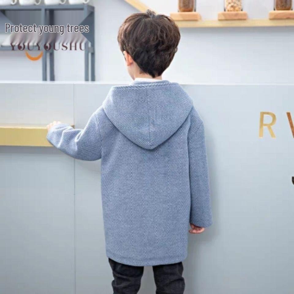 Χειμωνιάτικο μάλλινο παλτό για αγόρια 2023 - Κορεατικό στυλ, μεσαίου μήκους, Μοντέρνα μόδα