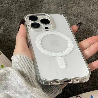 Luxury Wireless Charge Magnetic For MagSafe Case For Iphone 11 12 13 14 15 Pro XS Max Mini X XR 7 8 Plus SE Clear Acrylic Cover
