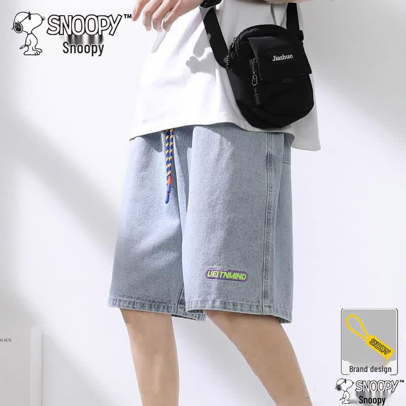 

Snoopy Men s Loose Fit Denim Shorts XL