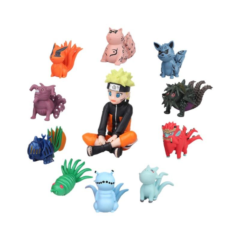 11Pcs/Set Q Version Naruto Anime Figure Childhood Tailed Beast Hisao PVC Action Figures Model Playthings for Children Presents