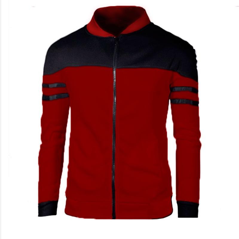 Neue Herren-Freizeitjacke mit Banddesign, modisches Farbblock-Samt-Sweatshirt