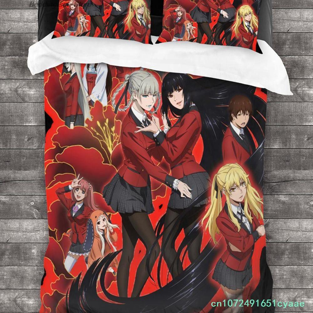 Kakegurui Yumeko Bedding Set Single Twin Full Queen King Size Bed Set Aldult Kid Bedroom Duvetcover Sets Print Luxus Bettbezug