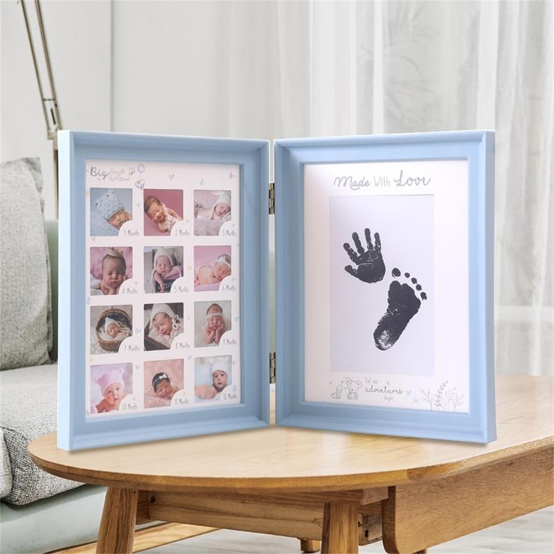Foldable Picture Frame for Newborn Photo Frame Nursery Table Display Footprint Handprint Keepsake Frame House Decoration