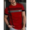T-shirt 3D Digital Printed Striped Men's Casual Comfortable Loose Short Sleeved Shirt