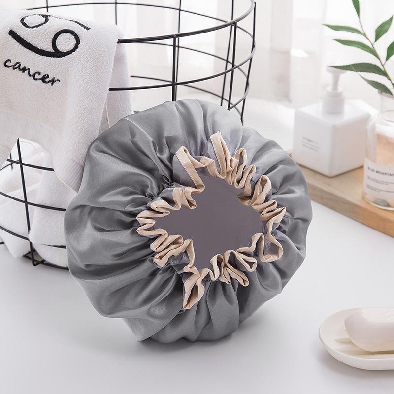 Waterproof Shower Cap Women Hair Cap Hat Supplies Bathroom Double Layer Shower Waterproof Thick Cover Accessories Bathing Hat