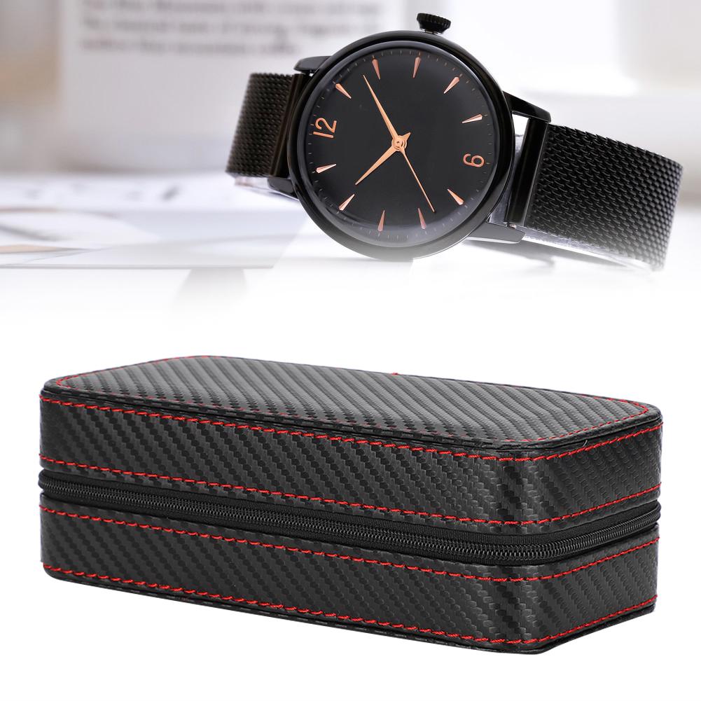 2 Grids Watch Case Organizer Wristwatch Storage Box Jewelry Display Container
