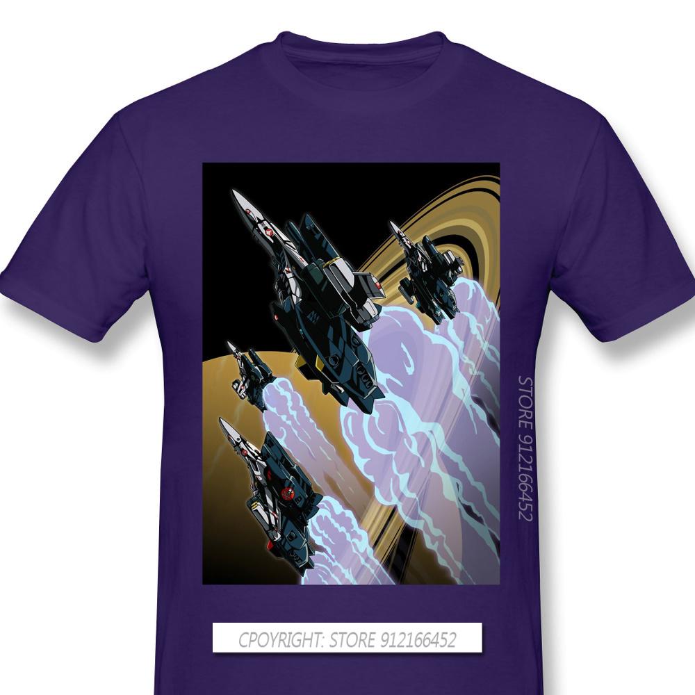 Skull Squadron TShirt Macross UN Spacy Variable Valkyrie Mecha Anime Homme T-Shirts Tee Pure Cotton Oversize Short Sleeve