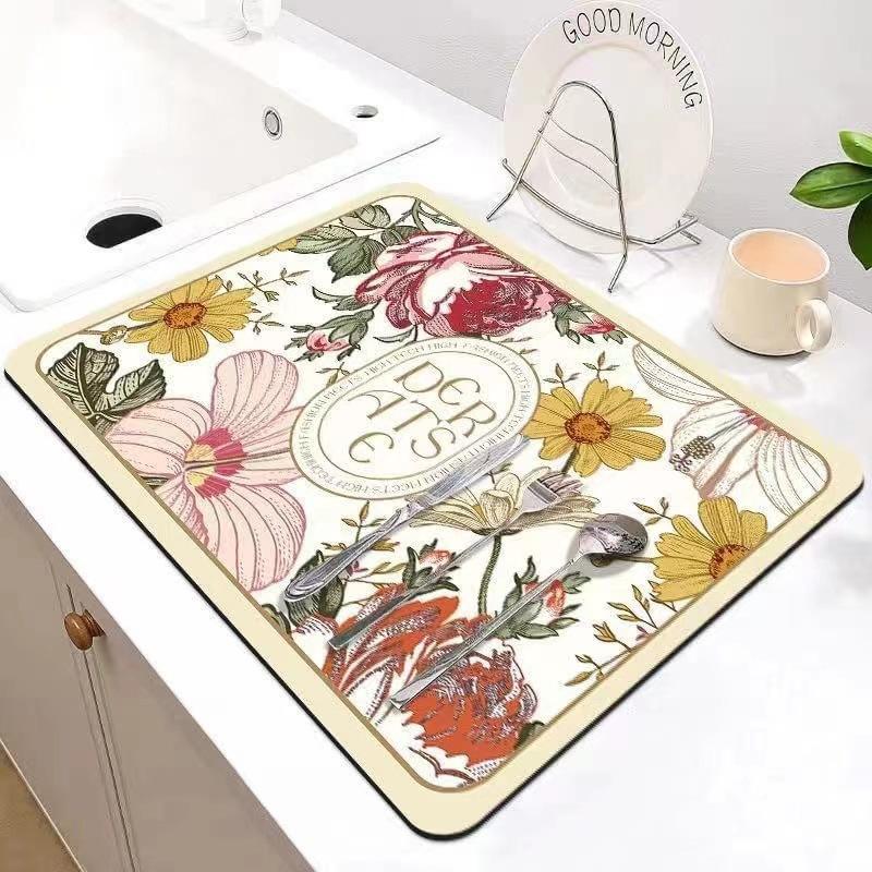 Mud Absorbent Quickly Dry Heat Resistant Non-Slip Tableware Pad Dish Drying Mat Placemat Coffee Mat