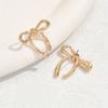 1 Pair Golden Bowknot Stud Earrings - Elegant Bohemian Fashion Ribbon Jewelry with Dangling Bows Perfect for Everyday Wear