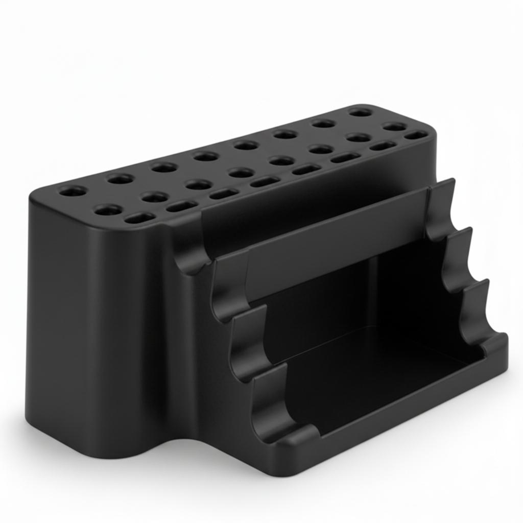 Paint Brush Organizer, Black Stand with Tray, 26 Places