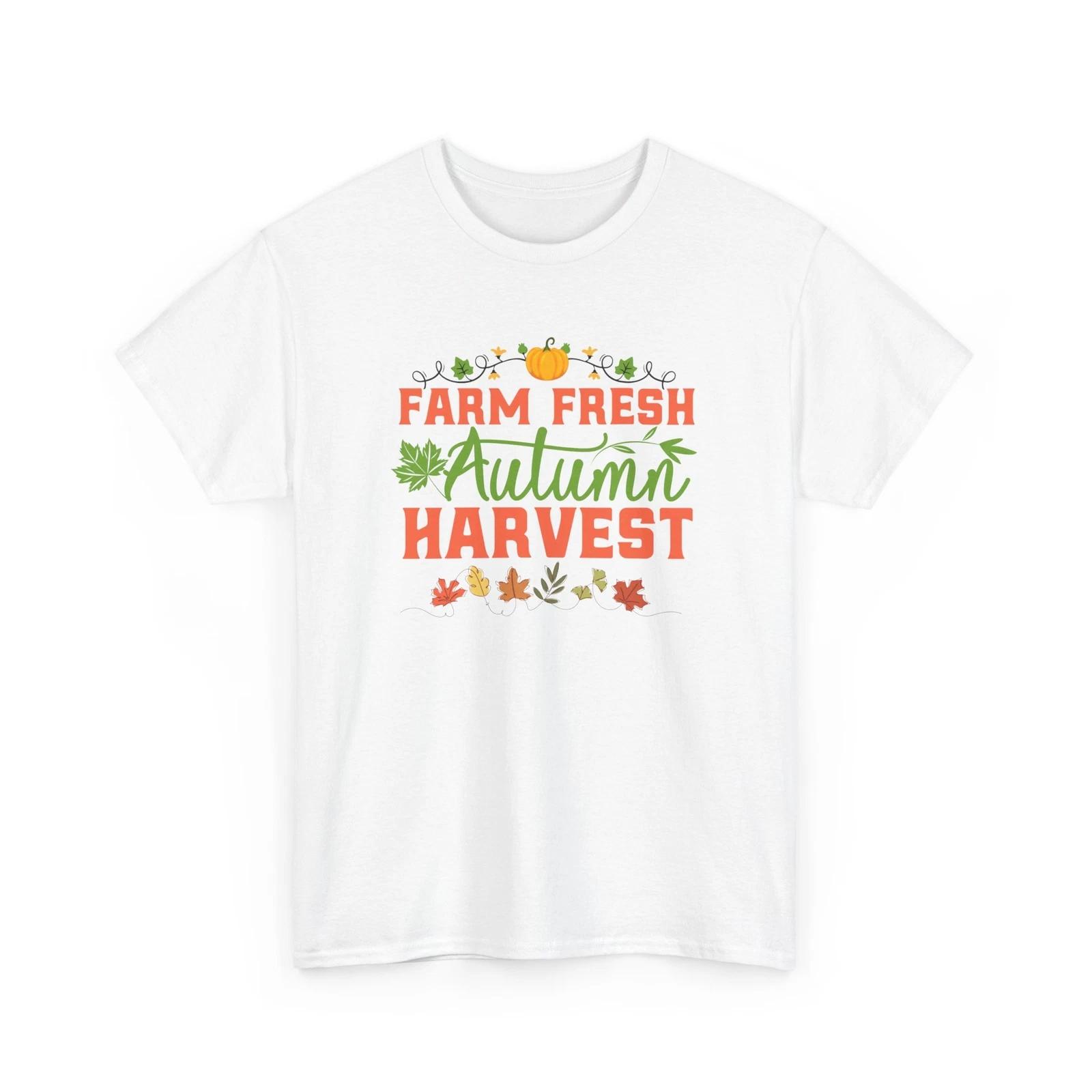 Fall Aesthetic T-Shirt | Autumn Leaves Pumpkin | Farm Fresh Autumn Harvesst M