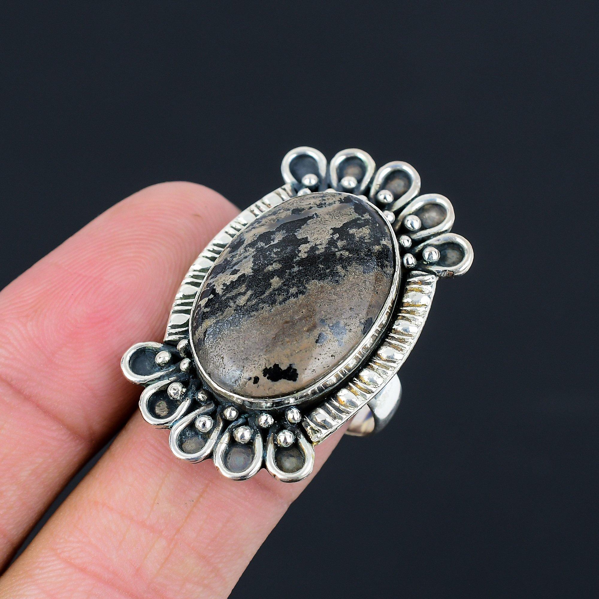Sisters Day Sale Sterling Silver Honey Dendrite Opal Stone Promise New Ring US 9 9