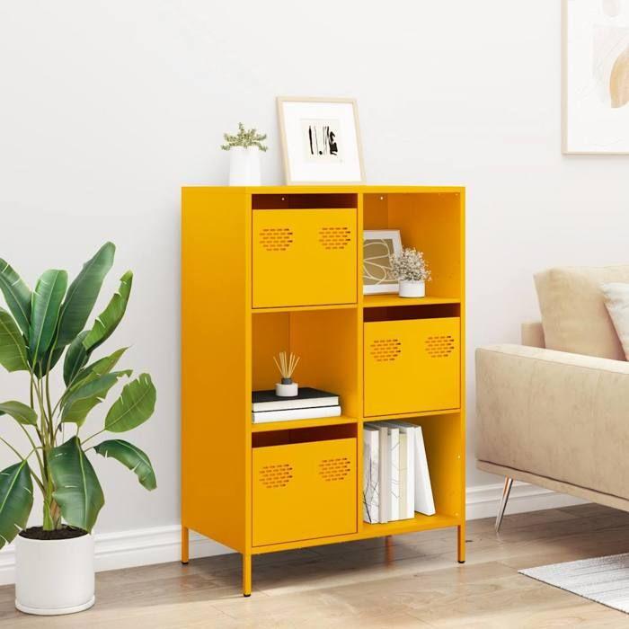 VidaXL Highboard Mustard Yellow 68x39x103.5 Cm Steel, Bookcase, Modern Bookcase, Bookshelf, 851409