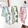 Korean Fashion Colorful Flowers Women Twill Ribbon Small Scarf Binding Bag Handle Ribbon Hair Band Small Scarf Headband