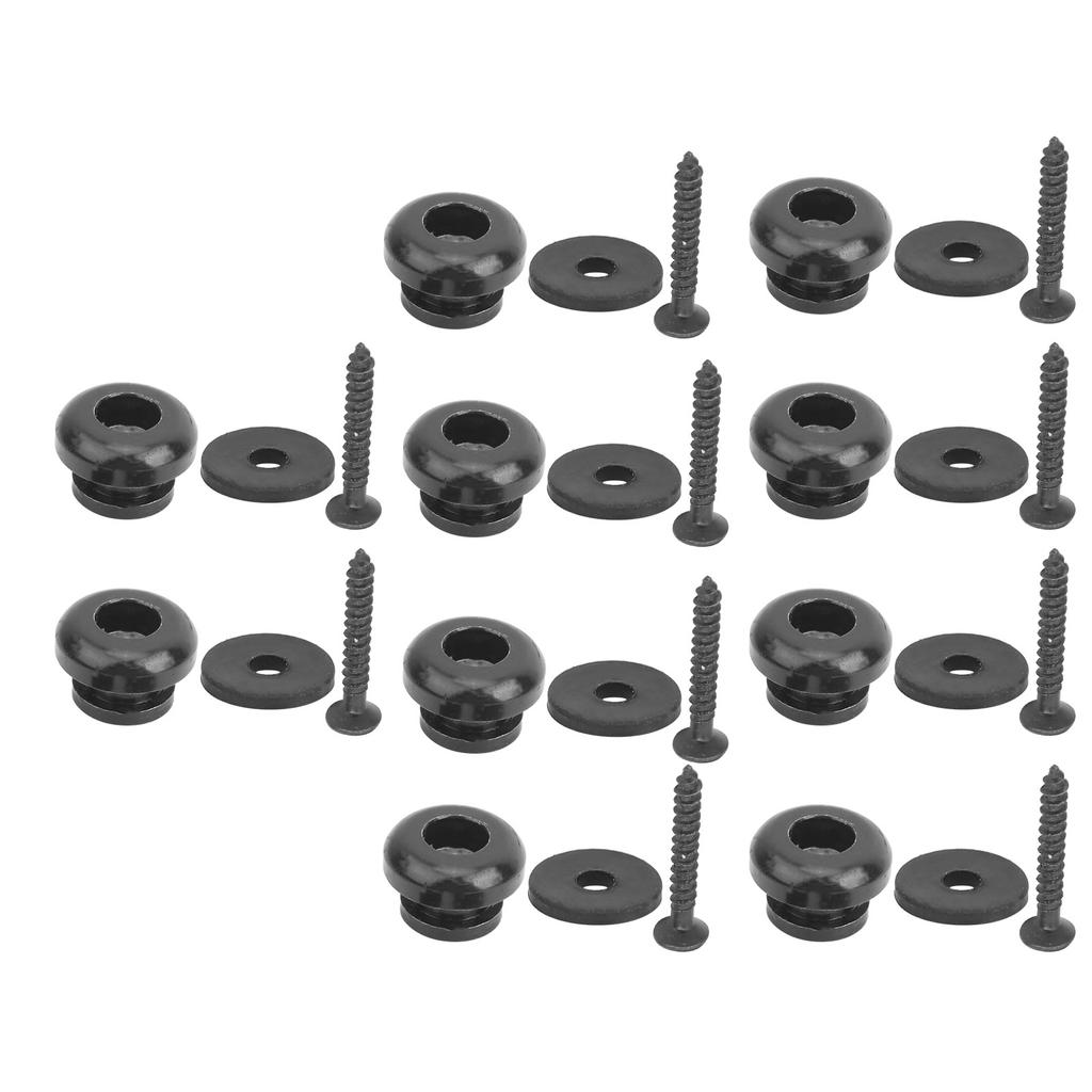 5-delat Gitarrbandslås Ändstift för Bas Ukulele Musikinstrument Periferiutrustning Svart