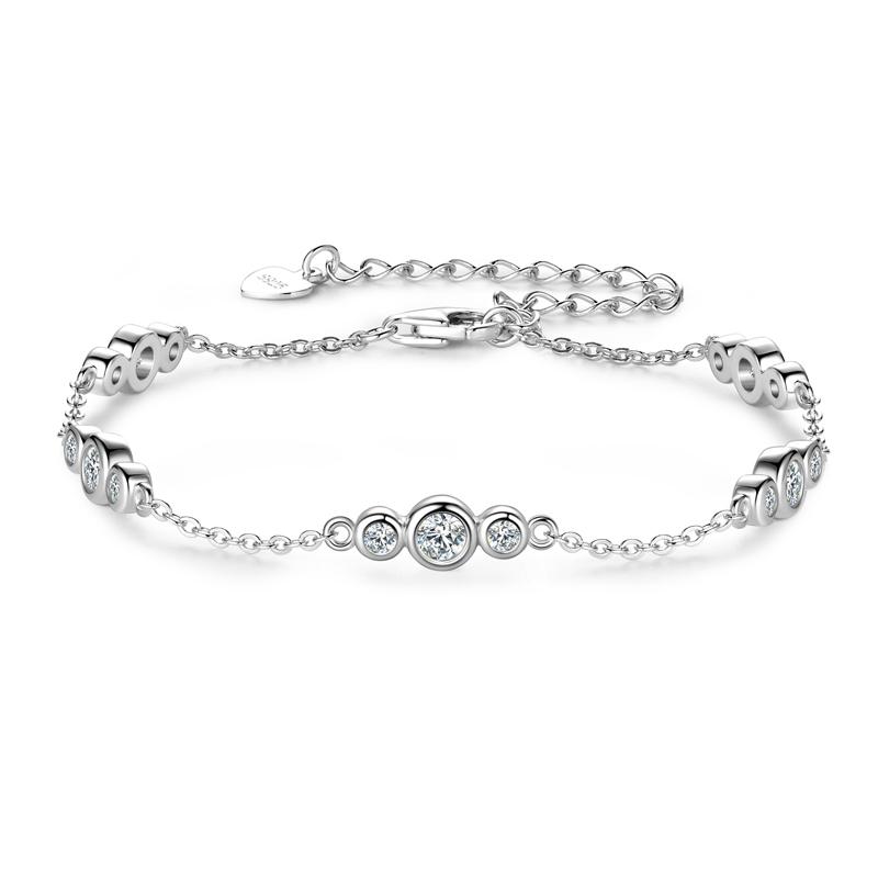 Anizw New Gold Plated Bracelet Silver Chain D Color Bezel Moissanite Bracelets Fashion Women's Jewelry Gifts
