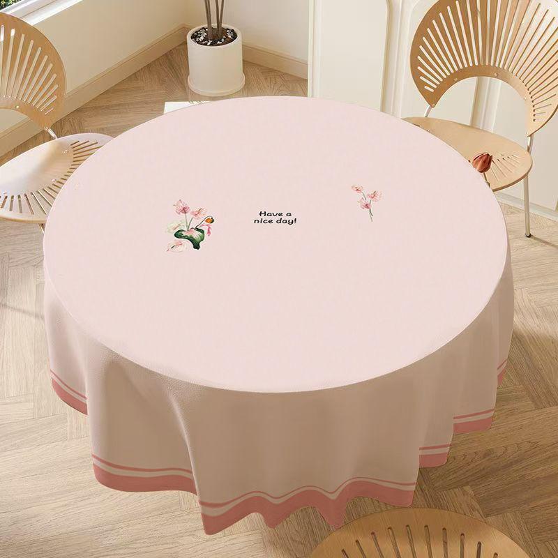 Circular Large-sized Table Fabric with Printed Waterproof Desktop Protective Cover Thickened Dustproof Heat-proof Tablecloths for Home Decoration 1pc