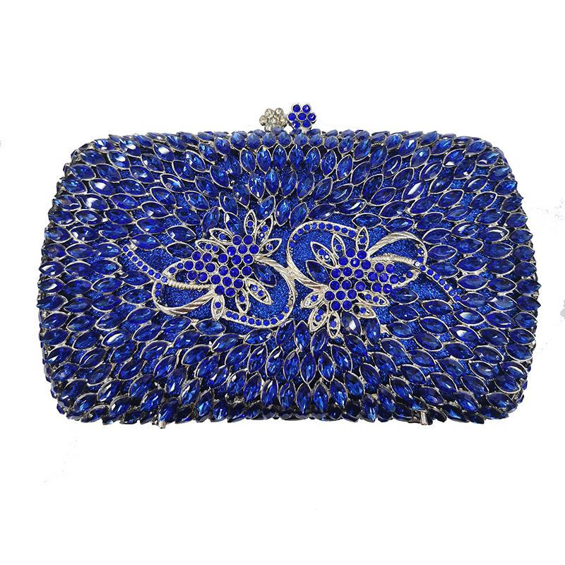WHTUOHENG Rhinestone Evening Clutch Wedding Bridal Clutches Bags Metallic Green/Blue Diamond Evening Bag Lady Party Dinner Purse
