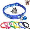 1pcs Lovely Small Footprint Pattern Cat Collar with Bell Pet Adjustable Nylon Fabric Leads