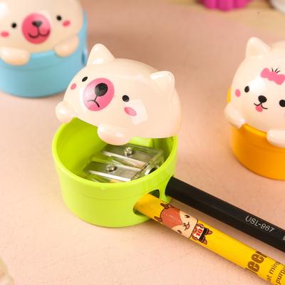 Creative Stationery Children Pencil Sharpener Cute Cartoon Cat Double Hole Pencil Sharpener