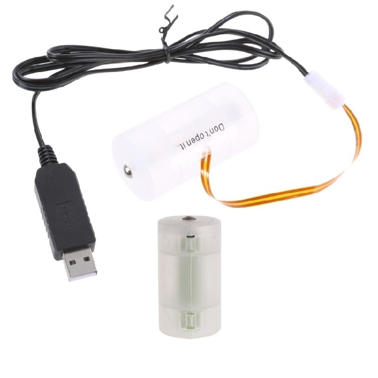 

100/200cm USB 5V 2A to 3V1A LR20 D False Battery Elimination Line Adapter Cable Cord for LED Light/Toy/Clocks 1