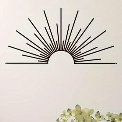 Nowoczesne linie Słońce Metalowa dekoracja ścienna 60x30cm Minimalistyczny wschód słońca Sztuka Salon Wystrój domu