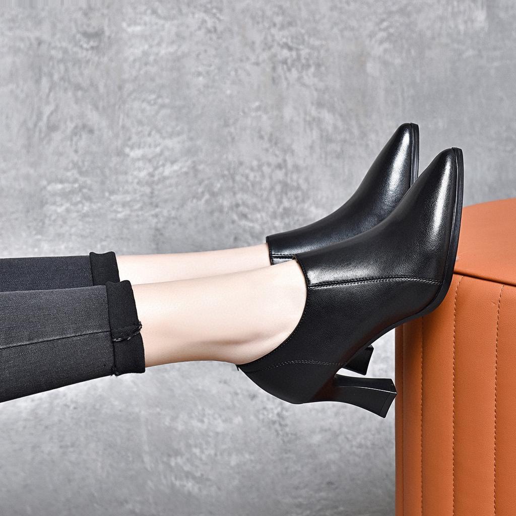 Pointed Stiletto High Heels Women's Spring New Deep Mouth Women's Shoes Simple Temperament Ankle Shoes Work Shoes