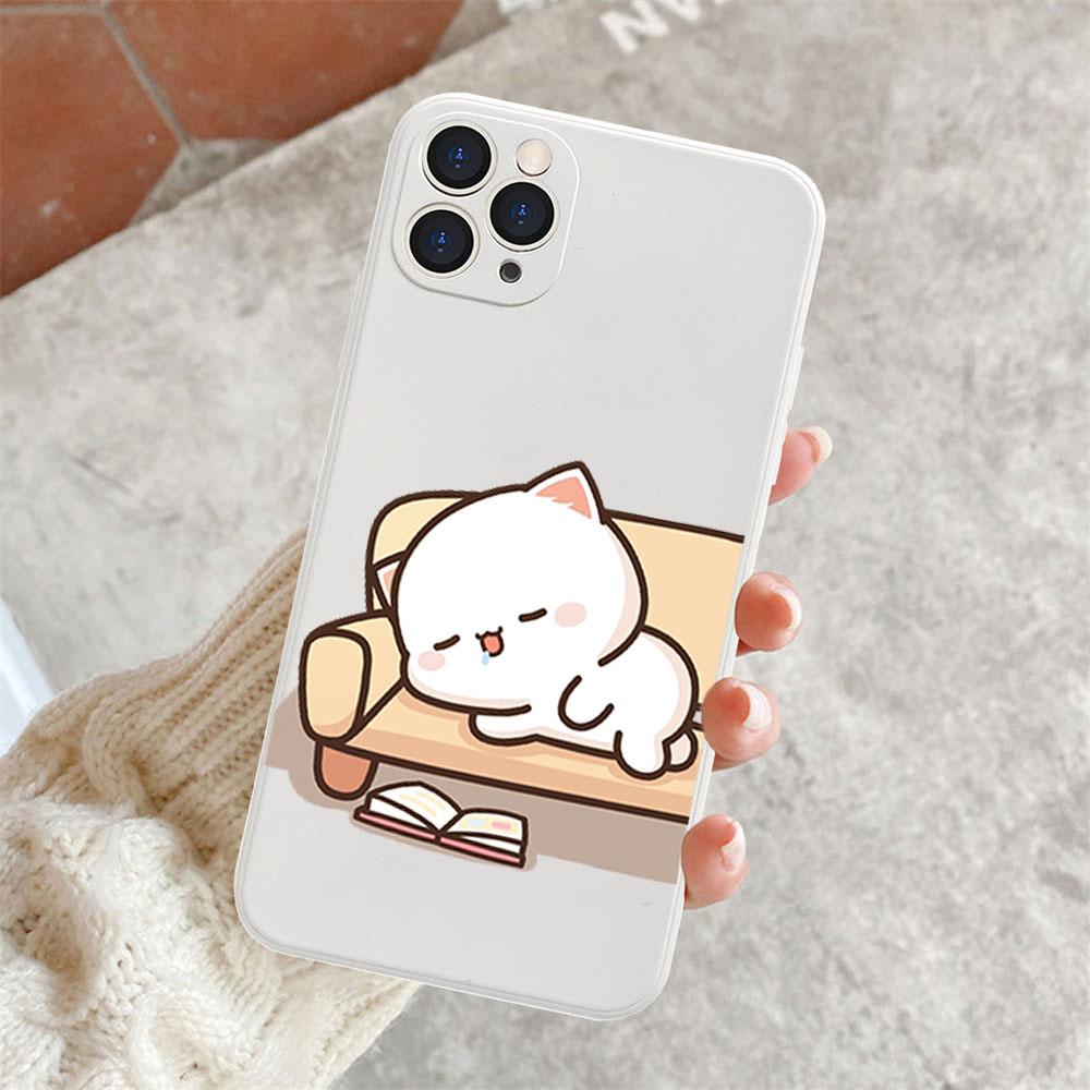 Cartoon Animal Cat Couple Paired Phone Case for IPhone 15 14 13 12 11 Pro Max Mini XS X XR SE2 7 8Plus Lovers Cover Matte Fundas