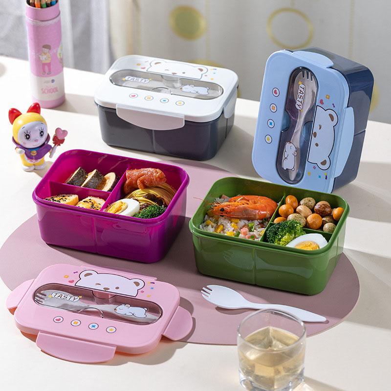 BPA-freie Lunchbox - 1200 ml auslaufsicherer Lebensmittelbehälter für Schule/Büro Mikrowellengeeignete Kunststoff-Bento-Box
