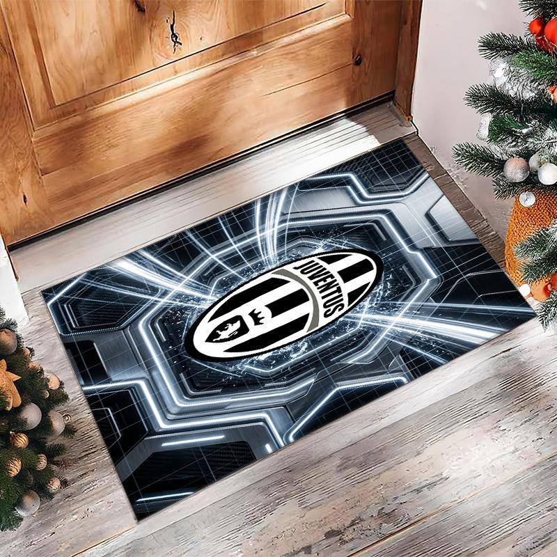 Juventus FC Printed Flannel Area Rug Non Slip Soft Polyester Floor Carpet Indoor Decor Mat for Bedroom Living Room Sofa