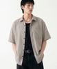 Atejeu Square Check Oversized Short Sleeve Shirt [Beige]