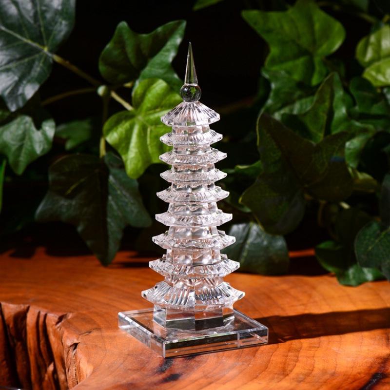 

Luxurious Seven-story Wenchang Crystal Pagoda Decoration for Study, Office Desk, and Living Room. 5-story Base Dia. 6cm (11.5cm)